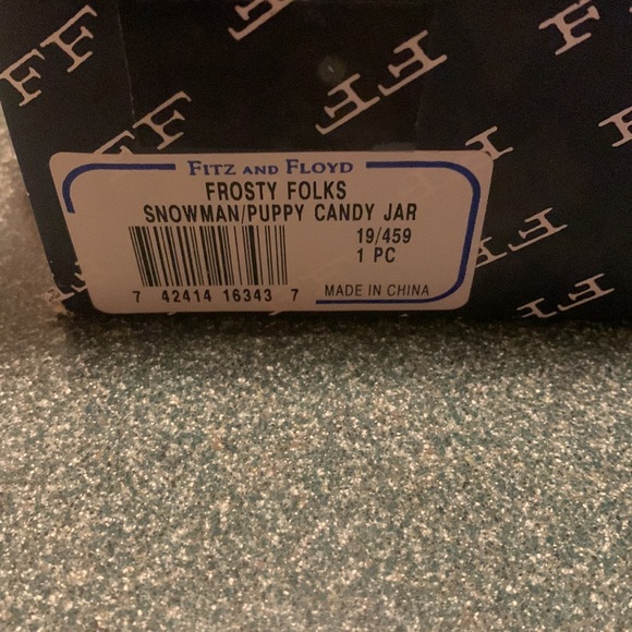 Frosty Folks Snowman Puppy Candy Jar Fitz and Floyd - Picture 3 of 3